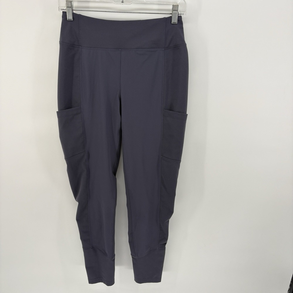 REI Co Op Women Small Active Leggings Gray Side Pockets Hiking Stretch Tech Yoga